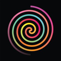 Colorful Gradient Spiral Abstract Design on Black Background
