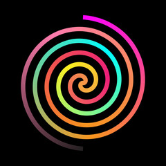 Colorful Gradient Spiral Abstract Design on Black Background