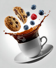 Coffee Splash with Cookies and Berries