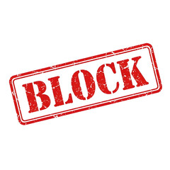 Red rubber stamp with the word block printed in bold letters isolated on transparent background