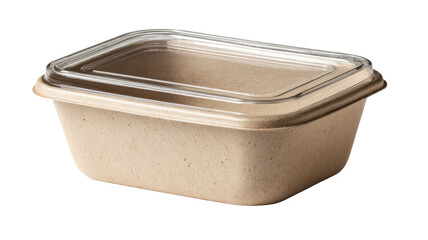 Empty plastic and tin food containers with a lid for blank storage packaging