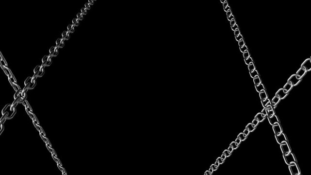 Metal chain frame, 4K 3D loop animation transparent background
