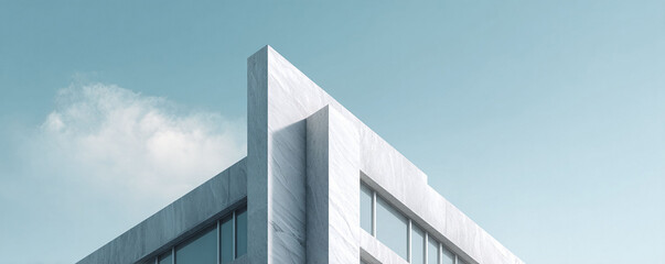 Modern architecture against a serene sky. Clean lines  minimalist design, evokes aspiration  innovation. Ideal for real estate, finance, or tech.