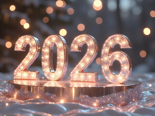 happy new year background with Winter bokeh lights Soft glowing light 2026