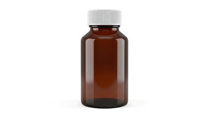 Fototapeta premium Amber bottle isolated against white background copy space