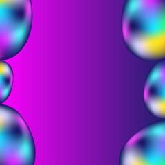 Abstract background with iridescent spheres and vibrant purple gradient