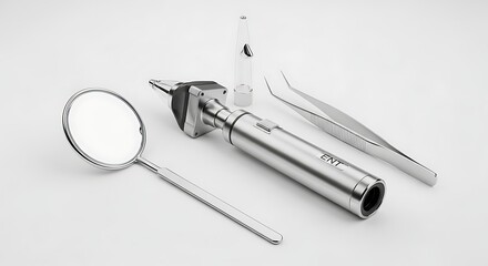 Medical instruments diagnostic tools on white background
