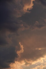 dramatic sky with clouds at sunset