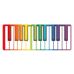 Obraz premium Illustration of rainbow piano keyboard isolated on white background