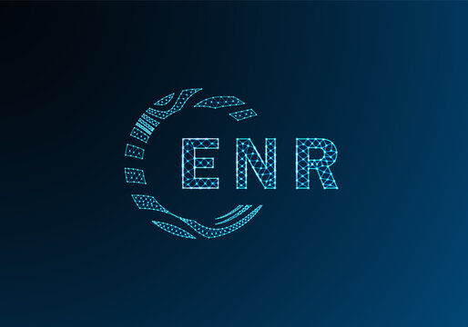 ENR low poly letter logo vector design. ENR lower poly logo design. ENR unique low poly logo design.