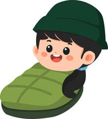 Illustration of Girl in Sleeping Bag