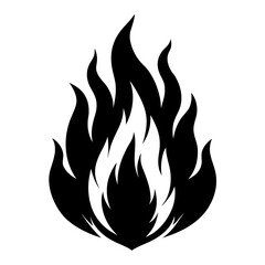 Fire Flame Sketch vector clean black silhouette design white background
