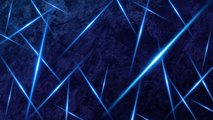 Futuristic Dark Blue Textured Background with Abstract Intersecting Neon Light Lines, Ideal for Digital Security, Speed, and Laser Technology Concepts