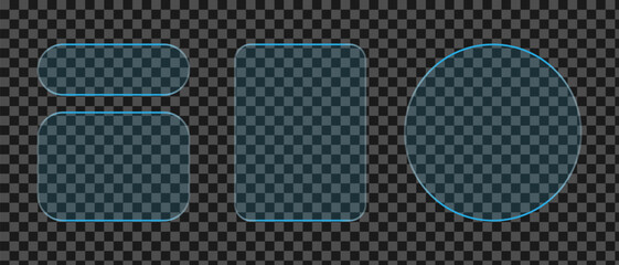 Neon light frame liquid glass effect UI elements for mobile phone ux, web interface, tech and hud