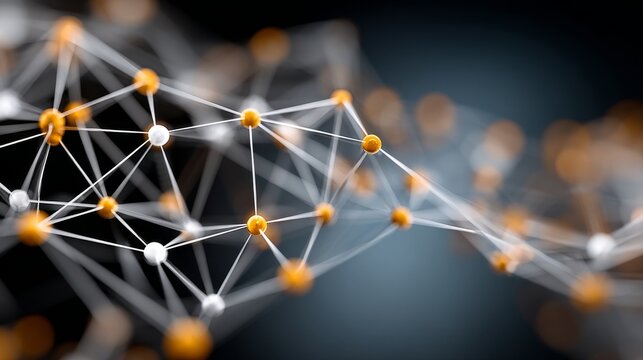 Futuristic Network Illustration with Luminous Nodes and Interlinked Lines for Digital Concepts