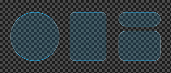 Neon light frame liquid glass effect UI elements for mobile phone ux, web interface, tech and hud