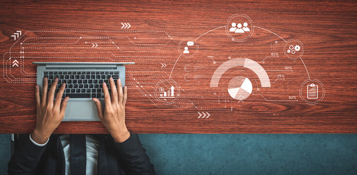 A project management dashboard displaying key performance indicators. The data visualization shows business intelligence metrics for workflow, team performance, and financial growth. Fermion
