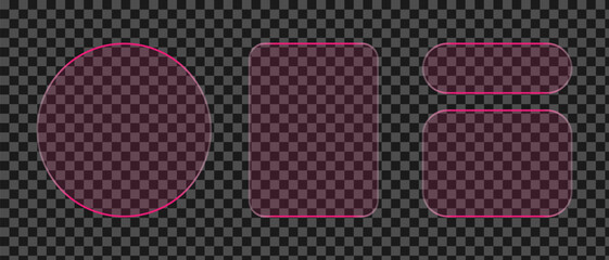 Neon light frame liquid glass effect UI elements for mobile phone ux, web interface, tech and hud