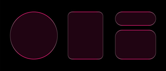 Neon light frame liquid glass effect UI elements for mobile phone ux, web interface, tech and hud