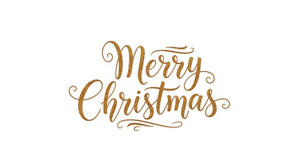 Elegant gold glitter Merry Christmas greeting for festive holiday designs and joyful seasonal promotions, perfect for cards and invitations
