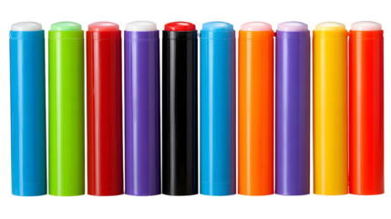 Collection of colorful plastic dart refills for toy guns 