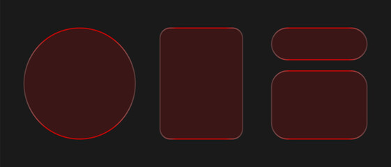 Neon light frame liquid glass effect UI elements for mobile phone ux, web interface, tech and hud