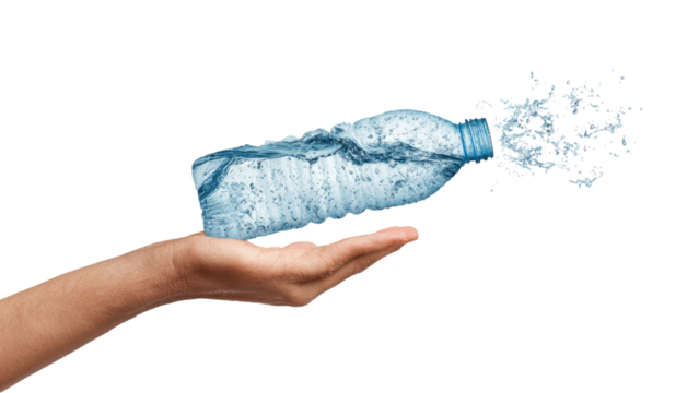 Water Bottle Splash in Hand: Hydration, Recycling, and Environmental Awareness