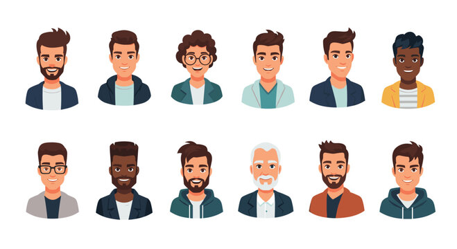 Diverse group of friendly and professional men and woman avatars for business profile, team introduction, or website user interface design