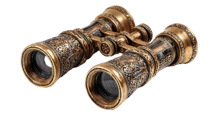 Vintage antique opera glasses with black and white optical lenses, isolated object