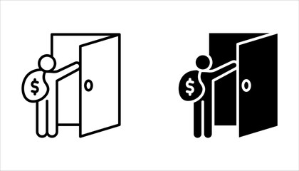 Thief vector icon set. Burglar, bandit symbol flat vector sign isolated on white background.