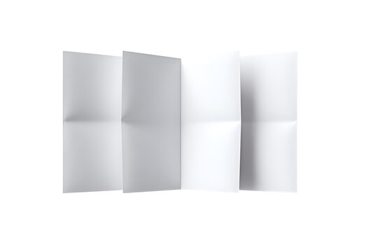 Open folded white paper map or document isolated on transparent background