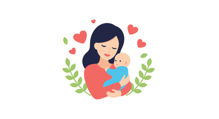Obraz premium Heartwarming moment of mother lovingly holding her newborn baby surrounded by love and nature's beauty, a symbol of family bliss and motherhood