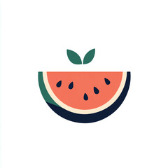  Fresh watermelon slice with seeds and green leaves healthy fruit concept