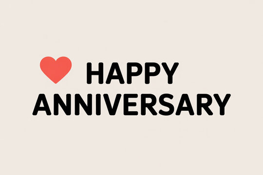 Celebrate a special milestone with this heartfelt 'Happy Anniversary' message and red heart, perfect for cards, social media, or personalized gifts to share the love - Powered by Adobe