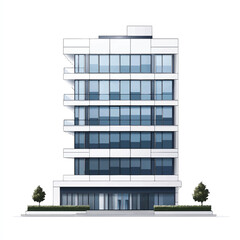 Front elevation view of a contemporary residential apartment building