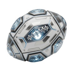 Fototapeta premium Futuristic Sci- Fi American Football with Glowing Blue Lights and Metallic Accents sport game isolated on a transparent background