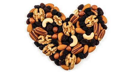Heart Shape of Nuts and Dry Fruits  Symbol of Healthy Living 