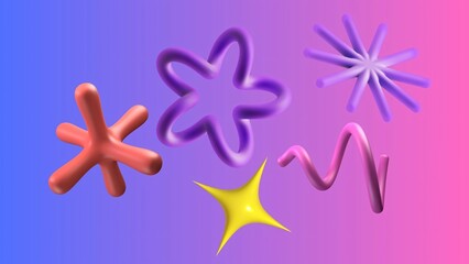 Purple starfishes and sea shells vector illustration set, a colorful summer beach decoration design