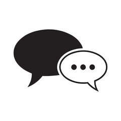 Two speech bubbles, one black and one white with three dots