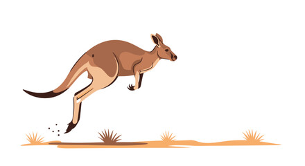Fototapeta premium Dynamic kangaroo leaping gracefully across the outback landscape - perfect for travel, tourism, and nature-themed content in Australia today