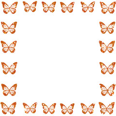 Luxury Orange Glitter Butterfly Border Frame