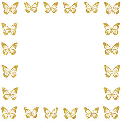Luxury Golden Glitter Butterfly Border Frame