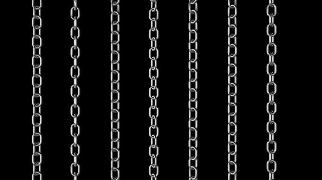 Metal chains hook, 4K 3D loop animation transparent background