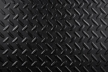 Close-up of black rubber mat with diamond plate pattern for industrial flooring and heavy-duty design
