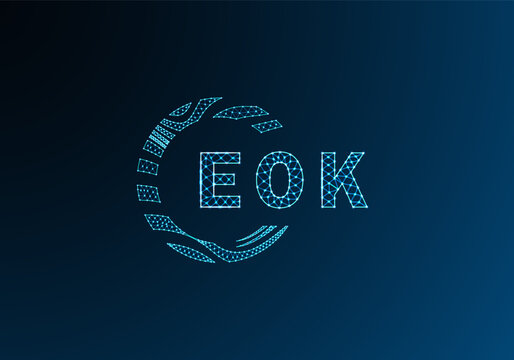EOK low poly letter logo vector design. EOK lower poly logo design. EOK unique low poly logo design.