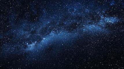A vast, dark blue expanse of space with countless stars and a prominent Milky Way galaxy in the center, illuminated by a soft, warm glow, creating a serene and tranquil atmosphere.