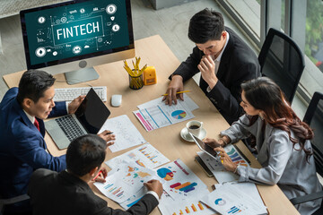Fintech financial technology software for modish business to analyze marketing strategy