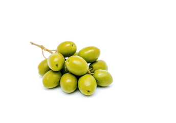 green olives isolated on white background.