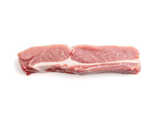 Pieces of raw meat isolated on white background