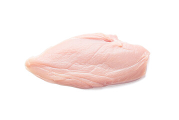 Raw turkey fillet isolated on white background.